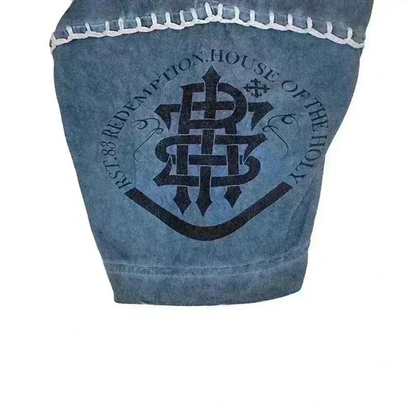 Raw State XL T-shirt Men's Blue Grunge Y2k Punk Cross Wings Vengeance Rock Metal - Picture 11 of 14